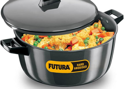 HAWKINS Futura 2 Litre Cook n Serve Bowl, Hard Anodised Saucepan with Hard Anodised Lid, Sauce Pan for Cooking and Serving Aluminium