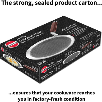 Hawkins 26cm Triply Stainless Steel Paratha Tava Nonstick Flat Tawa Rosewood Handle Induction Gas Pan