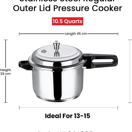 VINOD Stainless Steel Outer Lid Pressure Cooker Induction Gas Compatible Cooker 2L 3L 5L 7L 10L