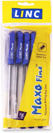Linc Maxo Ballpoint Pens, BLUE, Pack of 10, Fine Point (0.7mm), Comfortable Grip, Everyday Pens for School Office Home Business