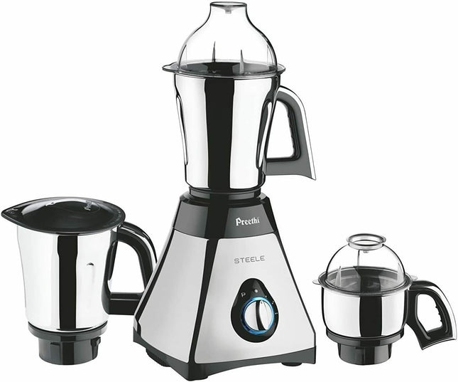 Preethi Steele 550W US Mixer Grinder 3 Jar Stainless Steel 110V Silver