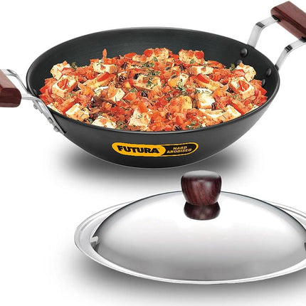 Hawkins Futura 2.5L Hard Anodised Deep Kadai with Lid Induction Gas Compatible