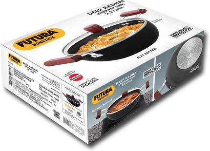 Hawkins Futura 2.5 Litre Non Stick Deep Kadhai with Glass Lid