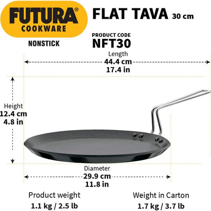 Hawkins Futura 30cm Non Stick Flat Tava Hard Anodised Aluminium Dosa Tawa PFOA Free Griddle Pan