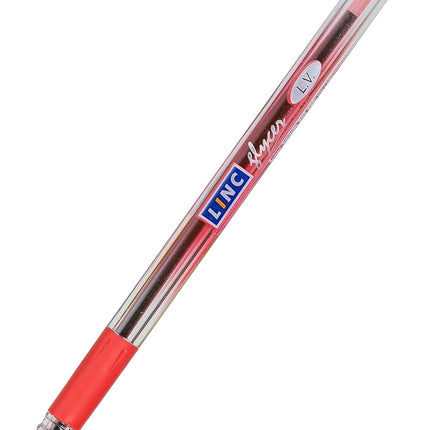 Linc Glycer Ballpoint Pens, RED, Fine Point (0.6mm), Pack of 10, Comfort Rubber Grip, Smooth Ink Flow, Ideal for School Office Home Business Use