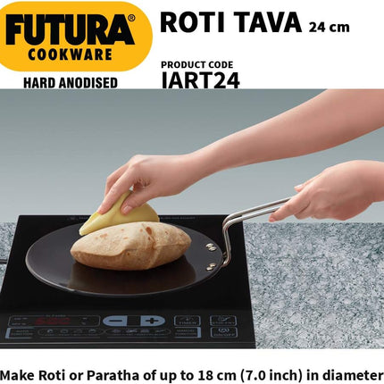Hawkins Futura Hard Anodised Roti Tava 24cm Aluminium Griddle for Roti Chapati Paratha