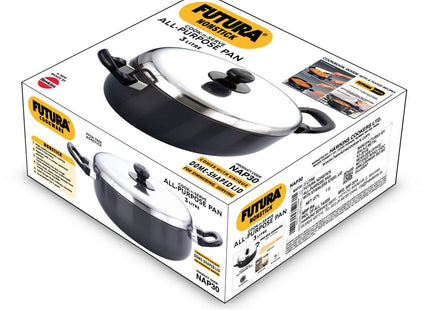Hawkins Futura Non Stick Frying Pan with Lid, Hard Anodised Aluminium All Purpose Pan (2.5L & 3L)