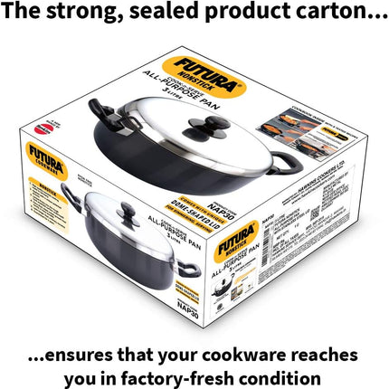 Hawkins Futura Non Stick All Purpose Pan Lid Hard Anodised Aluminium Deep Frying Pan 2.5L 3L Sautéing Stir