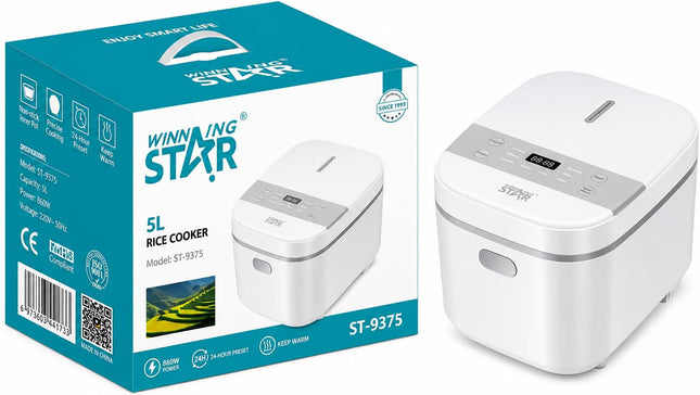 Winning Star Smart Rice Cooker 5L 1200W Electric Steamer Family Kitchen Appliance