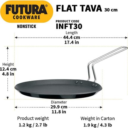 Hawkins Futura Hard Anodised Non Stick Flat Tava 26cm 30cm Induction Compatible Dosa Griddle Pan