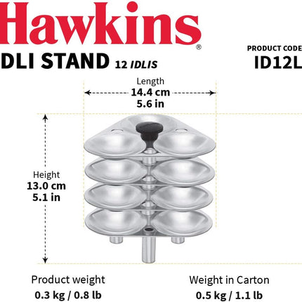 Hawkins Idli Maker Stand for 3L and 5L Pressure Cooker Aluminium 12 Idli Steamer