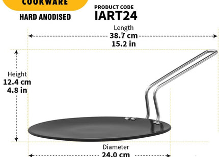 Hawkins Futura 24 cm Hard Anodised Tava, Induction & Gas Compatible Tawa, Black