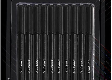 Pentonic Ballpoint & Frost Pens 0.7mm Fine Tip Pack of 10 Black Blue Red Smooth Writing Quick Dry Ink Stationery Set for School Office Home Notes Exams Journaling Everyday Writing