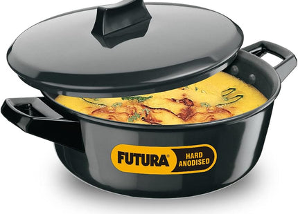 HAWKINS Futura 2 Litre Cook n Serve Bowl, Hard Anodised Saucepan with Hard Anodised Lid, Sauce Pan for Cooking and Serving Aluminium