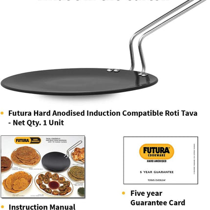 Hawkins Futura Hard Anodised Roti Tava 24cm Aluminium Griddle for Roti Chapati Paratha