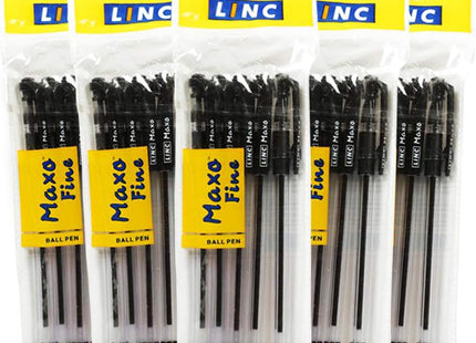 Kuličková pera Linc Maxo, ČERNÁ, Balení 10 ks, Jemný hrot (0,7 mm), Pohodlný úchop, Pera pro každodenní použití do školy, kanceláře, domácnosti i pro podnikání