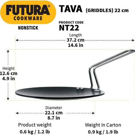 Hawkins Futura Non Stick Tava Black Steel Griddle for Dosa Uttapam Roti and Low Oil Cooking