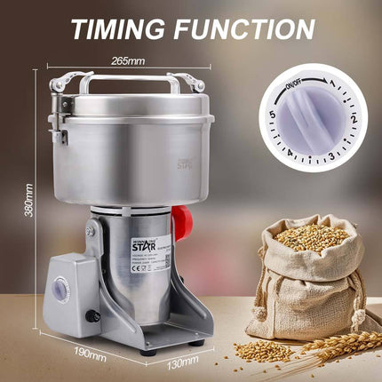 Winning Star Grain Grinder 500g 900W, 2kg 2000W Powerful Spice Grinding Machine Dry Wet