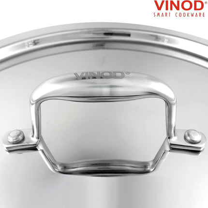 VINOD Platinum Triply Stainless Steel Deep Kadhai Kadai + Lid 26cm 28cm 30cm GAS Induction
