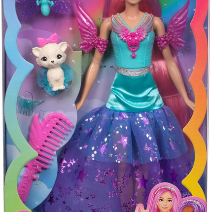 Barbie A Touch of Magic Malibu Doll – Fantasy Dress with 2 Pets (Butterfly & Kitty), 7-inch Long Pastel Pink Hair & Styling Accessories – JCW48