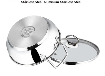 Vinod Stainless Steel Kadai with Glass Lid
