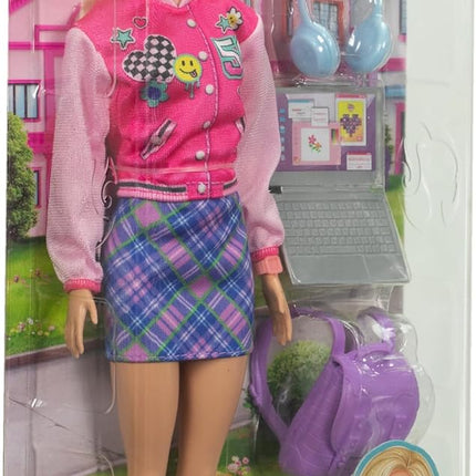 Barbie I Love School Doll with Accessories – School-Themed Outfit, Backpack & Laptop, Imaginative Role-Play Set – HRG84