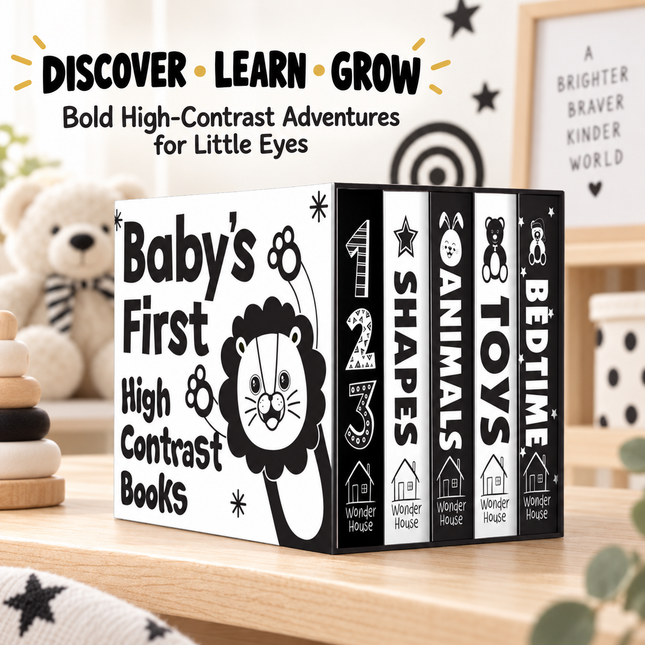 High Contrast Baby Board Book Series for Newborns Shapes Numbers Animals Early Learning