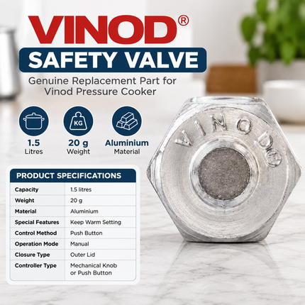 Vinod Pressure Cooker Replacement Parts 5L Gasket Original Safety Valve