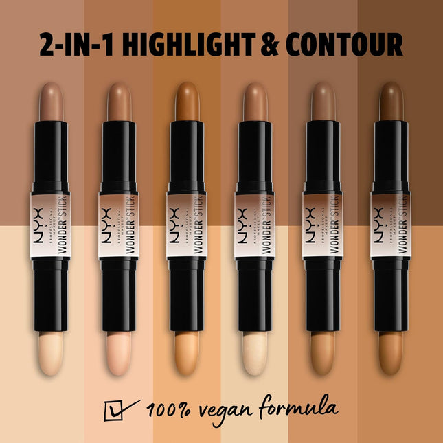 NYX Professional Makeup Wonderstick, Dual-ended Make up Highlight & Contour Stick, On-the-Go Highlight and Contour Stick, Creamy Texture, Shade: Universal