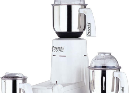 Preethi Eco Plus 550W US Mixer Grinder 3 Jar 110V Stainless Steel White