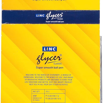 Linc 0.6 mm Glycer Smooth Ball Pen | Black Ink | Set of 10