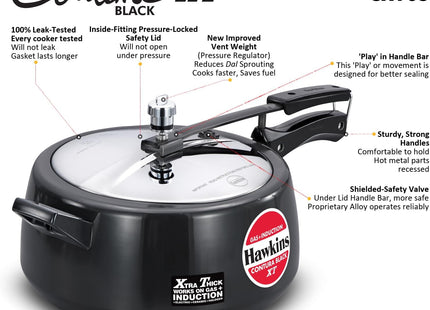Hawkins Contura Xtra Thick Hard Anodized Pressure Cooker Sizes 1.5L 2L 3L 3.5L 5L 6.5L– Induction Gas Electric Compatible