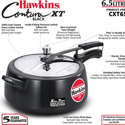 Hawkins Contura Xtra Thick Hard Anodized Pressure Cooker 1.5L to 6.5L Induction Gas Electric Compatible