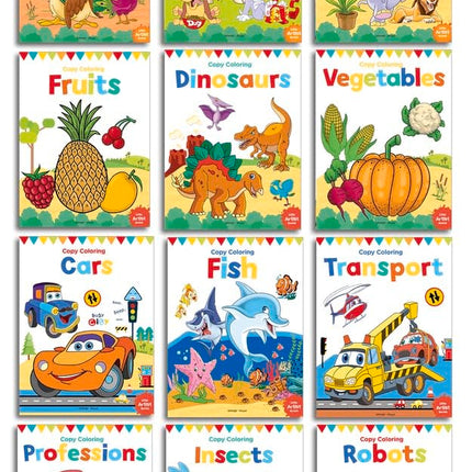 Colouring Books Boxset: Pack of 12 Copy Colour Books For Children (Creative Crayons)