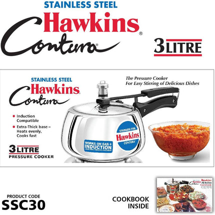 Hawkins Stainless Steel Pressure Cooker 1.5L 2L 3L 3.5L 5L with Induction Compatible Base