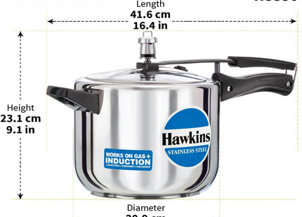 Hawkins Stainless Steel Pressure Cooker – Induction, Gas & Electric Stove Compatible | 2L to 8L
