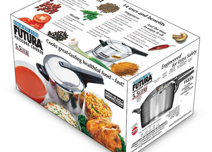 Hawkins Futura 5.5 Litre Induction Pressure Cooker, Stainless Steel Inner Lid Cooker, Silver