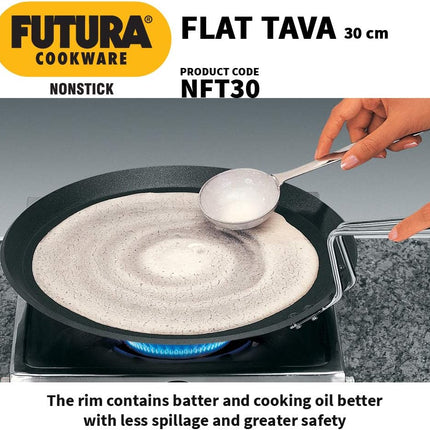 Hawkins Futura 30cm Non Stick Flat Tava Hard Anodised Aluminium Dosa Tawa PFOA Free Griddle Pan
