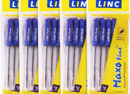 Kuličková pera Linc Maxo, MODRÁ, balení 10 ks, jemný hrot (0,7 mm), pohodlný úchop, každodenní pera pro školu, kancelář, domácnost, podnikání