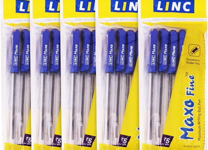Kuličková pera Linc Maxo, MODRÁ, balení 10 ks, jemný hrot (0,7 mm), pohodlný úchop, každodenní pera pro školu, kancelář, domácnost, podnikání