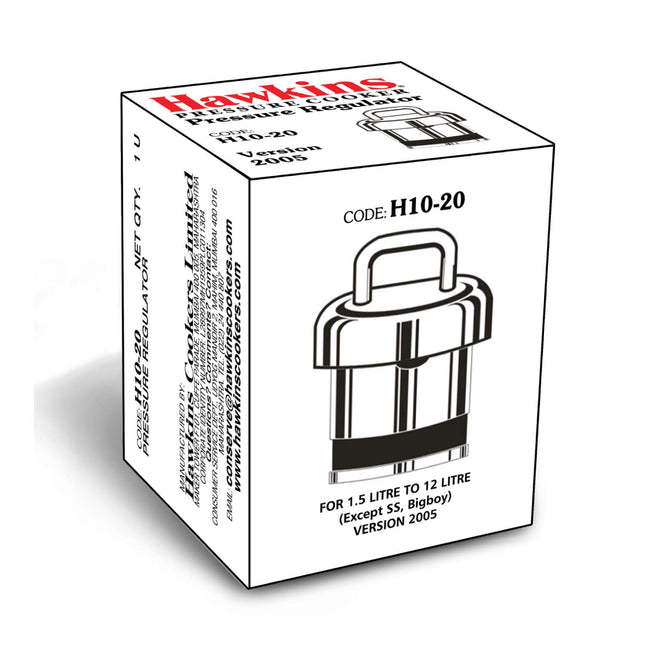 Hawkins Brass Vent Weight/Pressure Regulator For All Hawkins Pressure Cookers From 1.5 Litre To 12 Litre, Silver, Standard (H10-20), 1.5 Liter