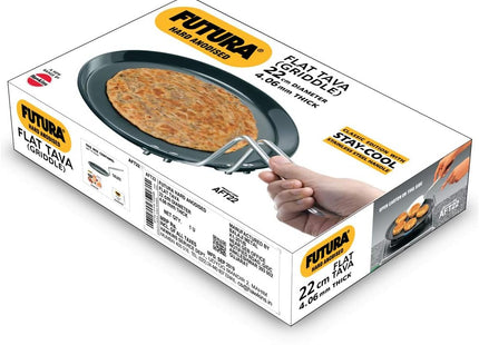 Hawkins Futura Hard Anodised Flat Tava 22 cm & 26 cm, Thick Base Roti Tawa with 4.06 mm and 4.88 mm Thickness, Black