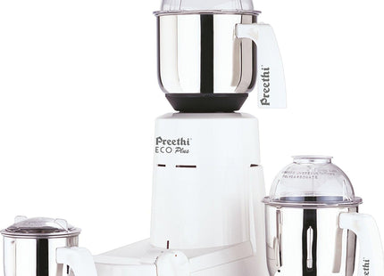 Preethi Eco Plus 550W US Mixer Grinder 3 Jar 110V Stainless Steel White