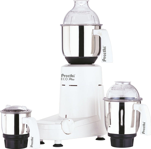 Preethi Eco Plus 550W US Mixer Grinder 3 Jar 110V Stainless Steel White