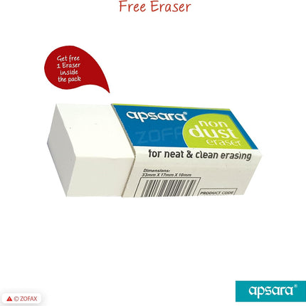 Apsara Gold 10 Wooden Pencils Eraser Sharpener Break-Resistant Lead Office School