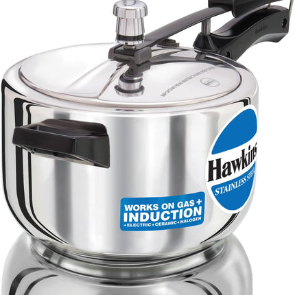 Hawkins Stainless Steel Pressure Cooker 2L to 8L Induction Gas Electric Compatible Cooker