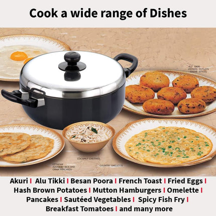 Hawkins Futura Non Stick All Purpose Pan Lid Hard Anodised Aluminium Deep Frying Pan 2.5L 3L Sautéing Stir