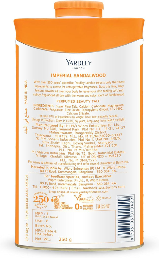 Yardley London - Imperial Sandalwood Talc for Women, 250g