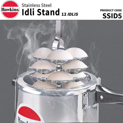 Hawkins Stainless Steel Idli Stand 5L Pressure Cooker Compatible 12 Idli Steamer