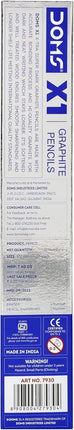 Doms X1 X-Tra Super Dark Pencils 1 Pack - 10 Pencils - 1 Eraser + 1 Sharpner + 1 Protection Cap Free